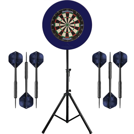 Mission Shogun Dartboard & Stand Set - Dart Board, Surround and Stand - Blue