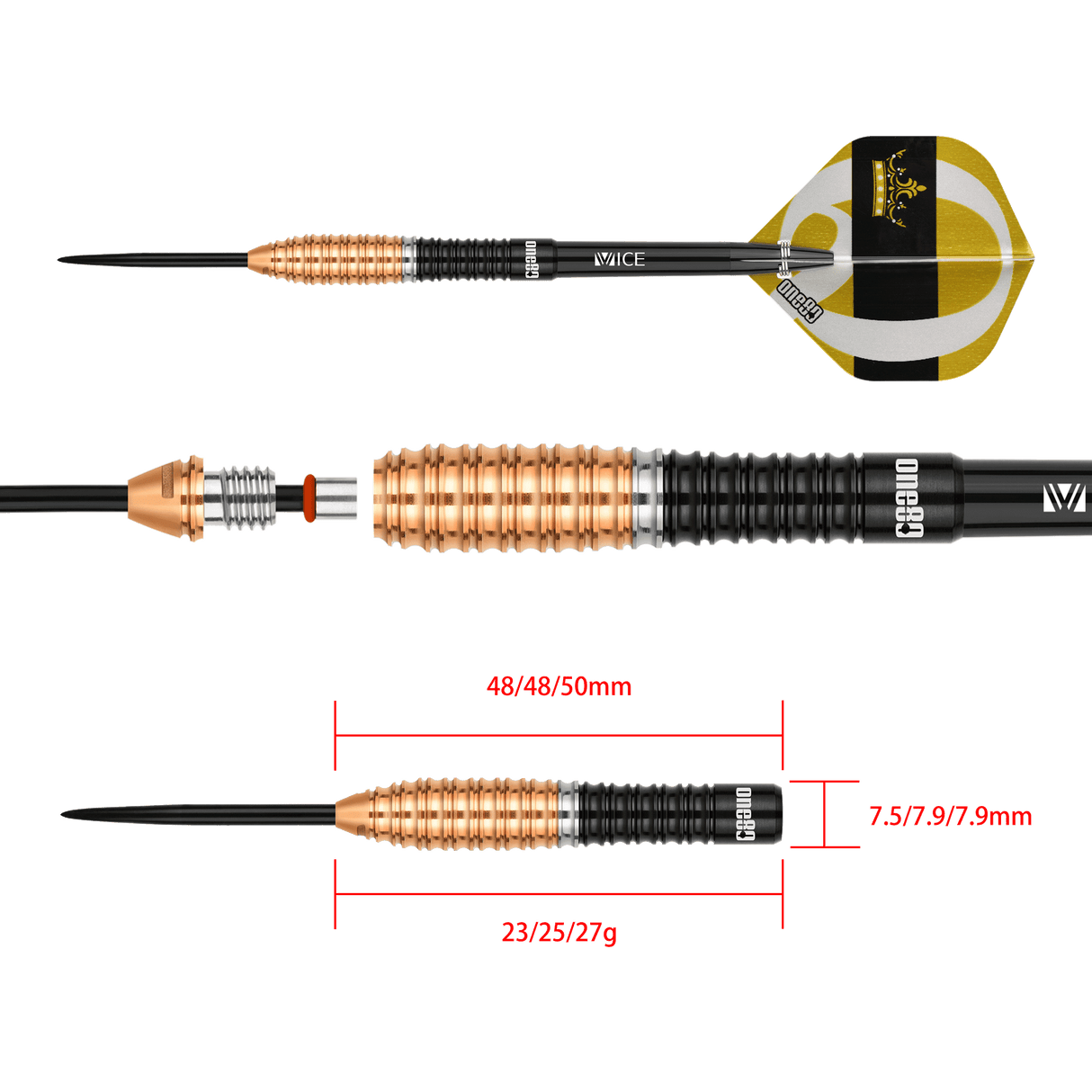 One80 Deta Hedman Darts - R2 Interchange - Steel Tip - 90% Tungsten - V3