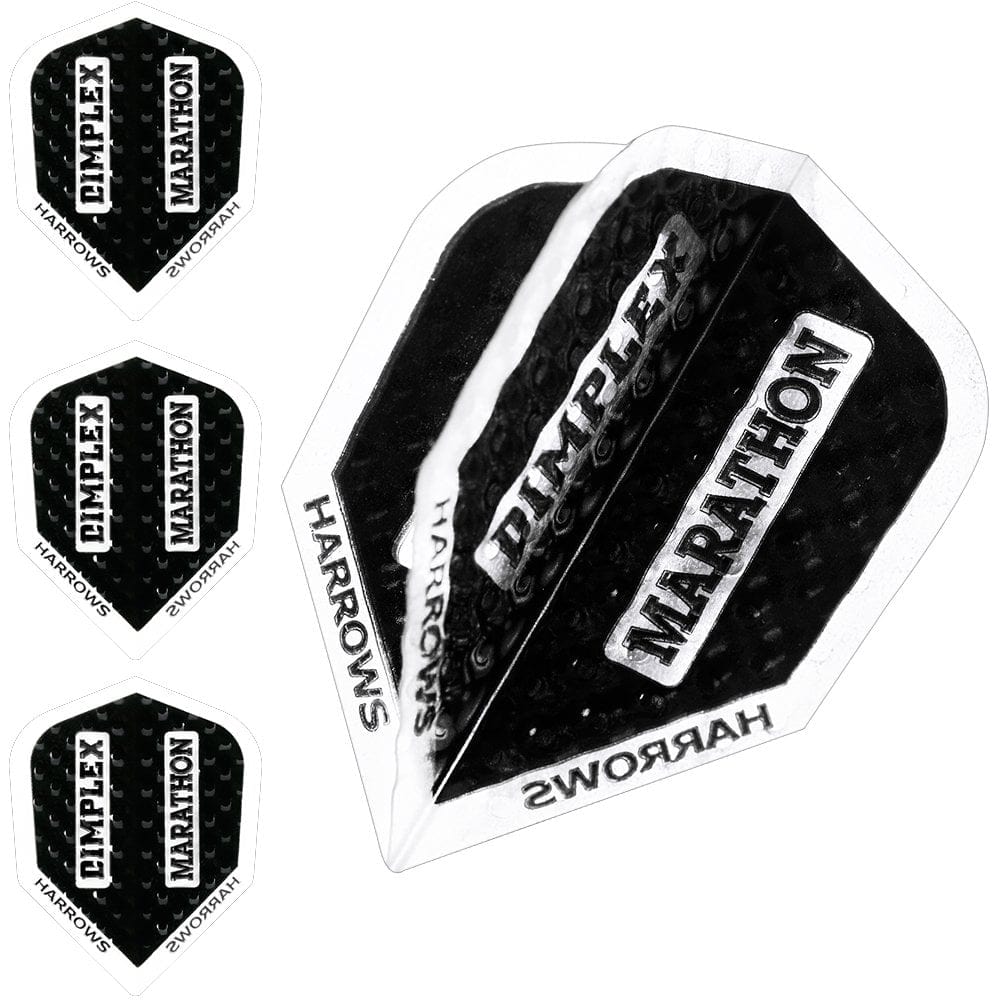 *Harrows Dart Flights - Dimplex Marathon - Std - Black Rim Black