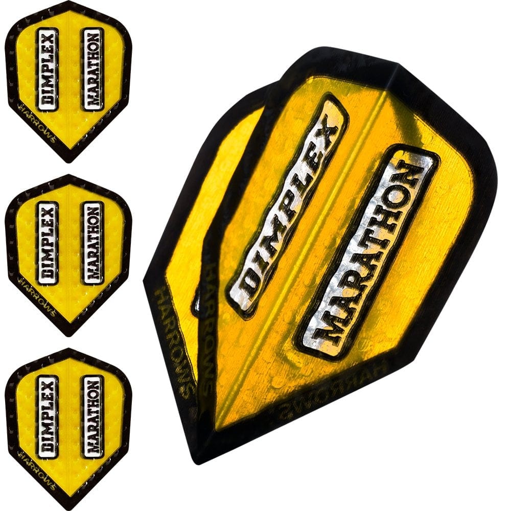 *Harrows Dart Flights - Dimplex Marathon - Std - Black Rim Yellow
