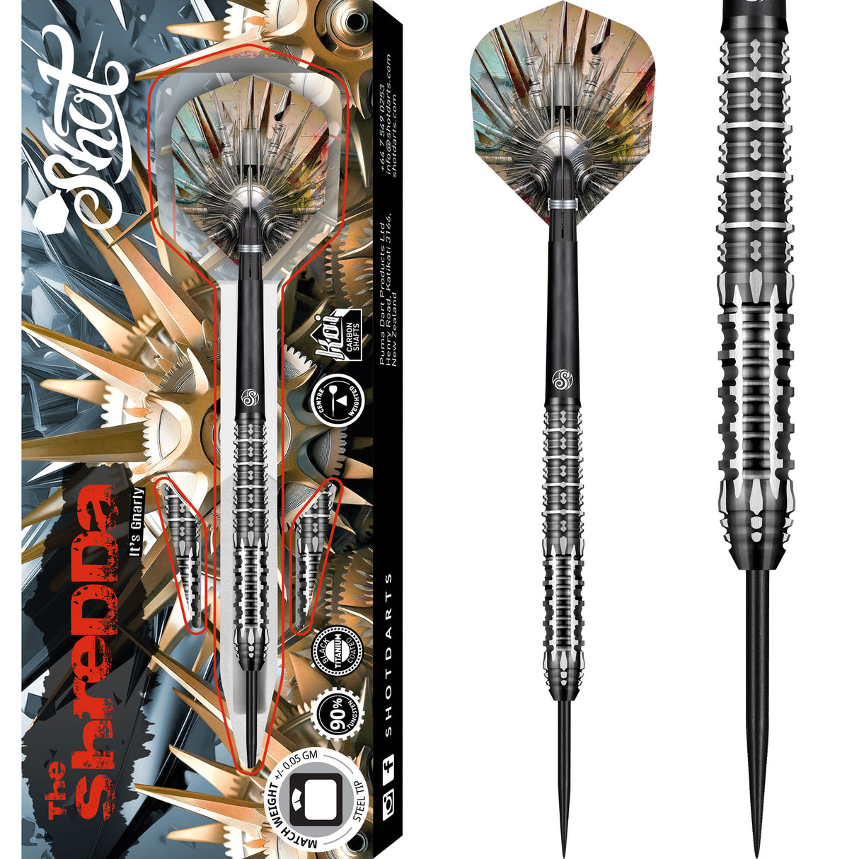 Shot Gnarly Darts – Stahlspitze – 90 % Wolfram – Shreddah