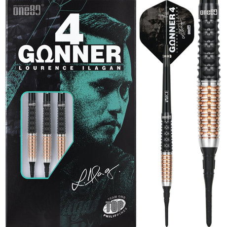 One80 Lourence Ilagan Darts - Soft Tip - 90% Tungsten - Rose Gold - 20.5g