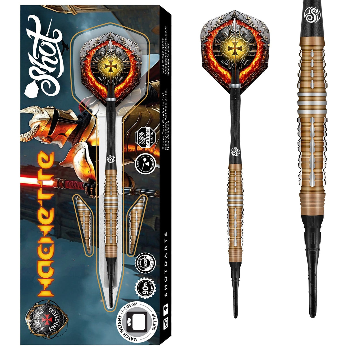 Shot Future Knights Darts - Soft Tip - 90% Tungsten - Hachette