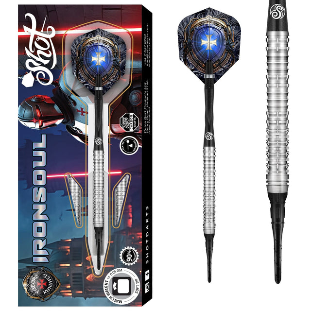 Shot Future Knights Darts - Soft Tip - 90% Tungsten - Ironsoul - 20g