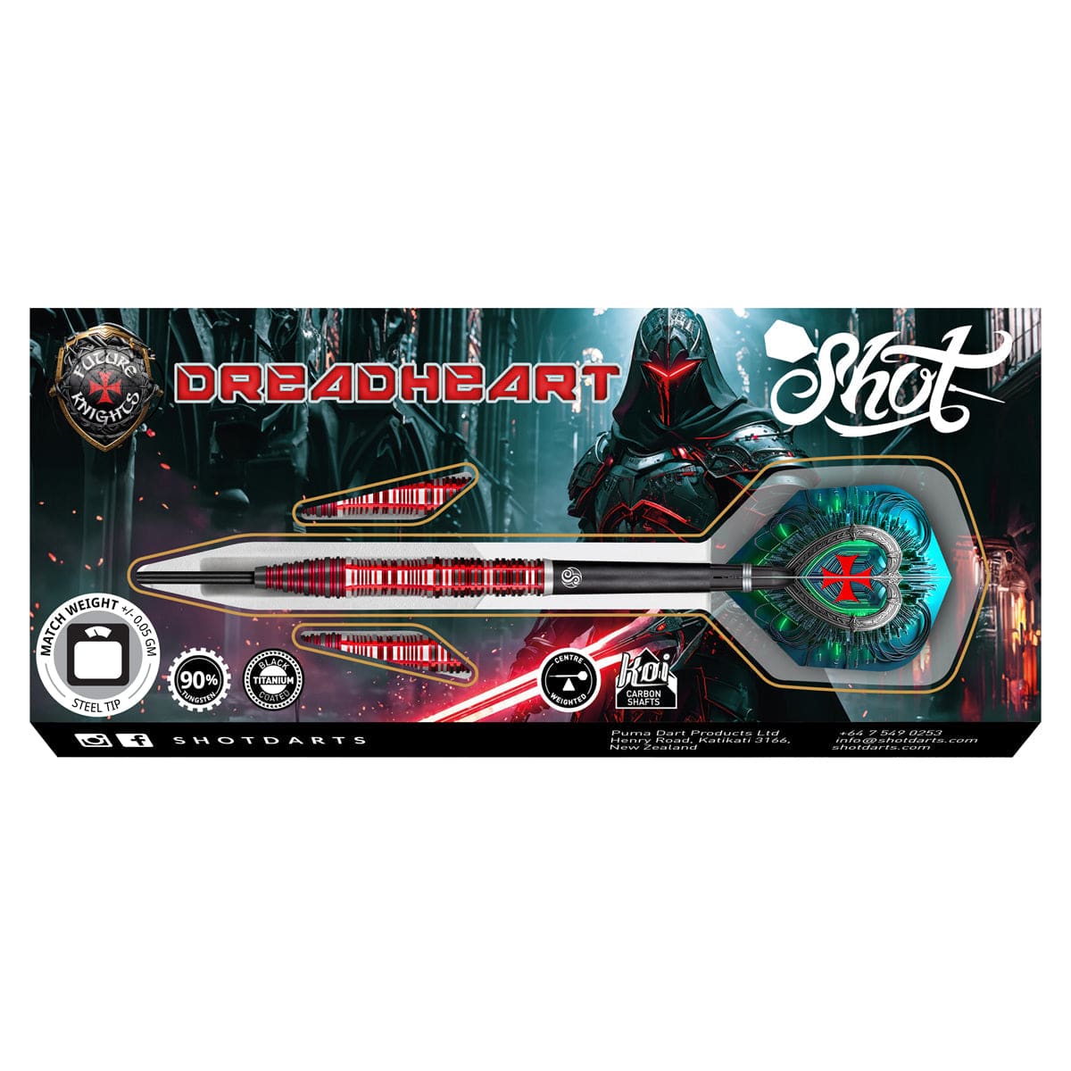 Shot Future Knights Darts - Steel Tip - 90% Tungsten - Dreadheart