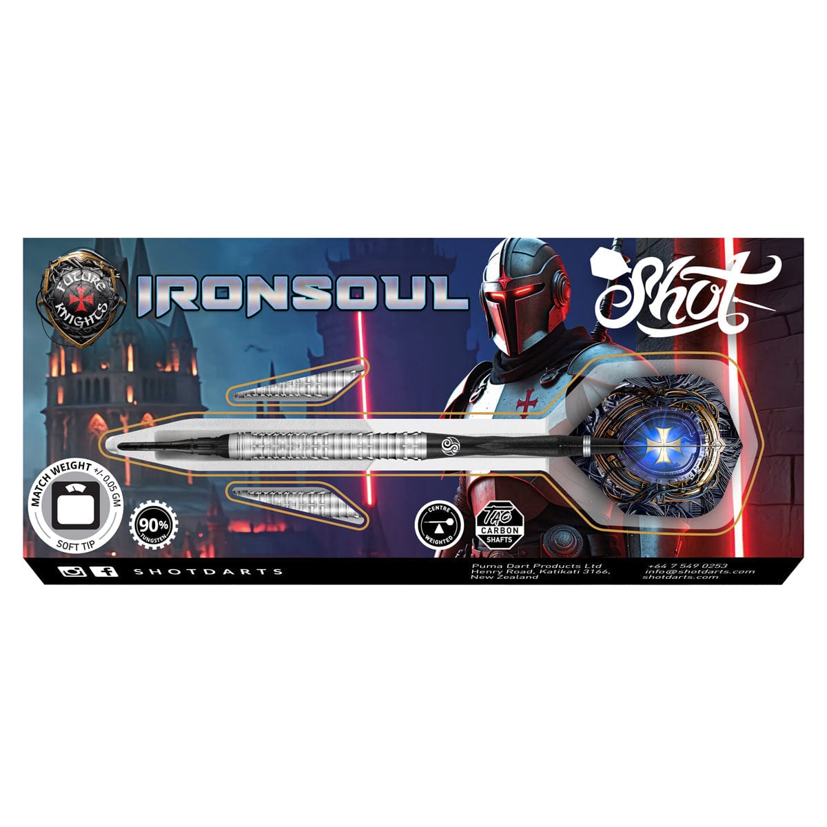 Shot Future Knights Darts - Soft Tip - 90% Tungsten - Ironsoul - 20g
