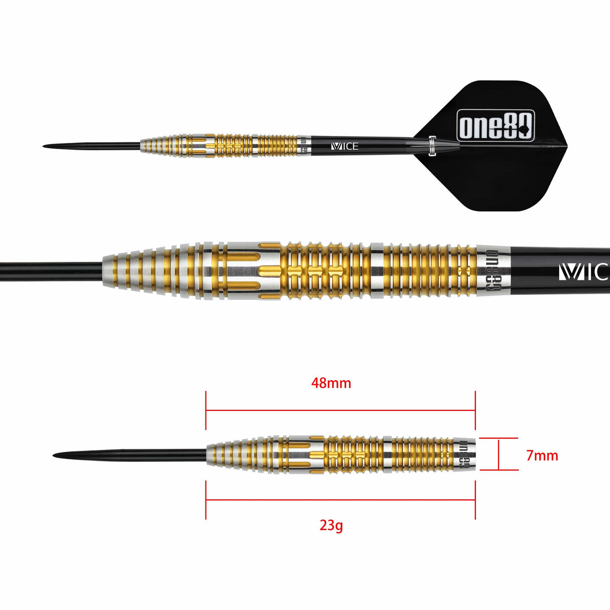One80 Mick Lacey Darts - Steel Tip - 90% Tungsten - V2 - 23g