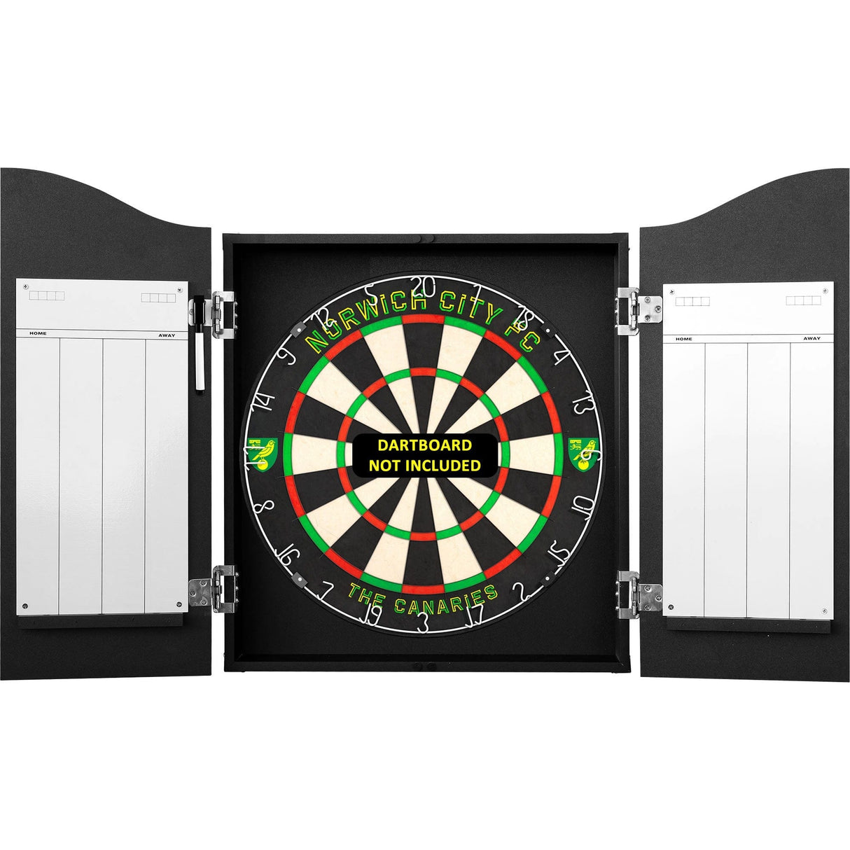 Norwich City FC - Official Licensed - The Canaries - Dartboard Cabinet - C2 - Stripes - Crest