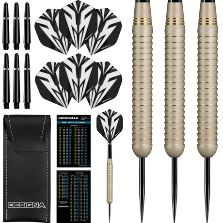 *Designa Mako Darts - Steel Tip Electro Brass - Shark Grip - Silver 22g