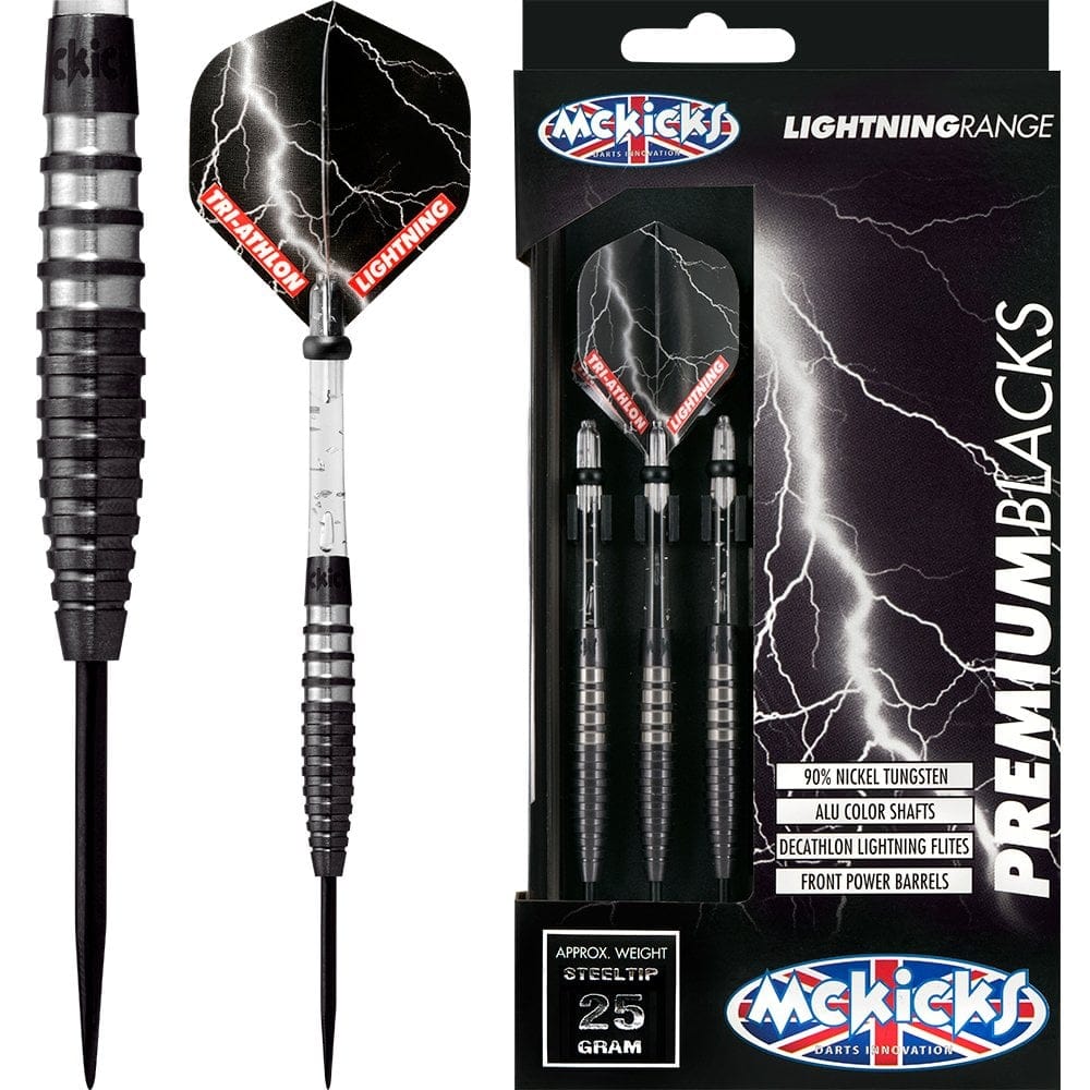 *McKicks Premium Black Darts - Steel Tip Tungsten - Titanium 21g
