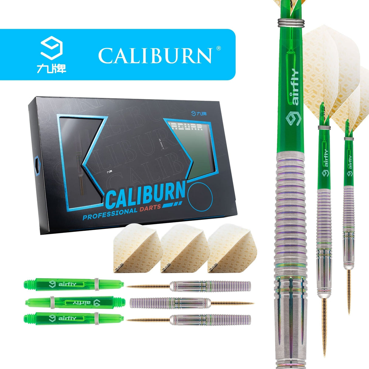 *Caliburn Jaguar Darts - Steel Tip - 90% - Rainbow 24g
