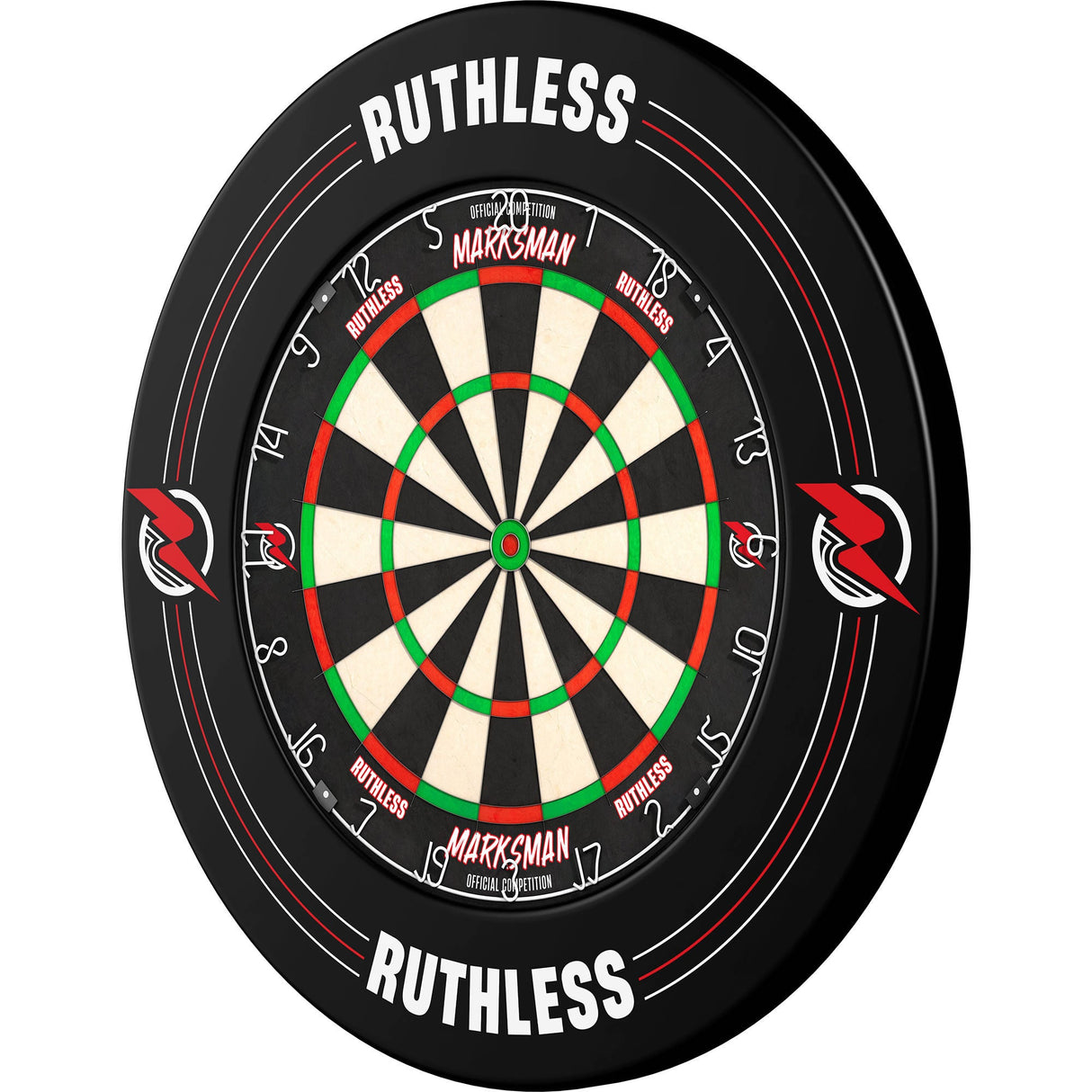 Ruthless Dartboard Surround - Professional - Gedrucktes Design - Schwarz