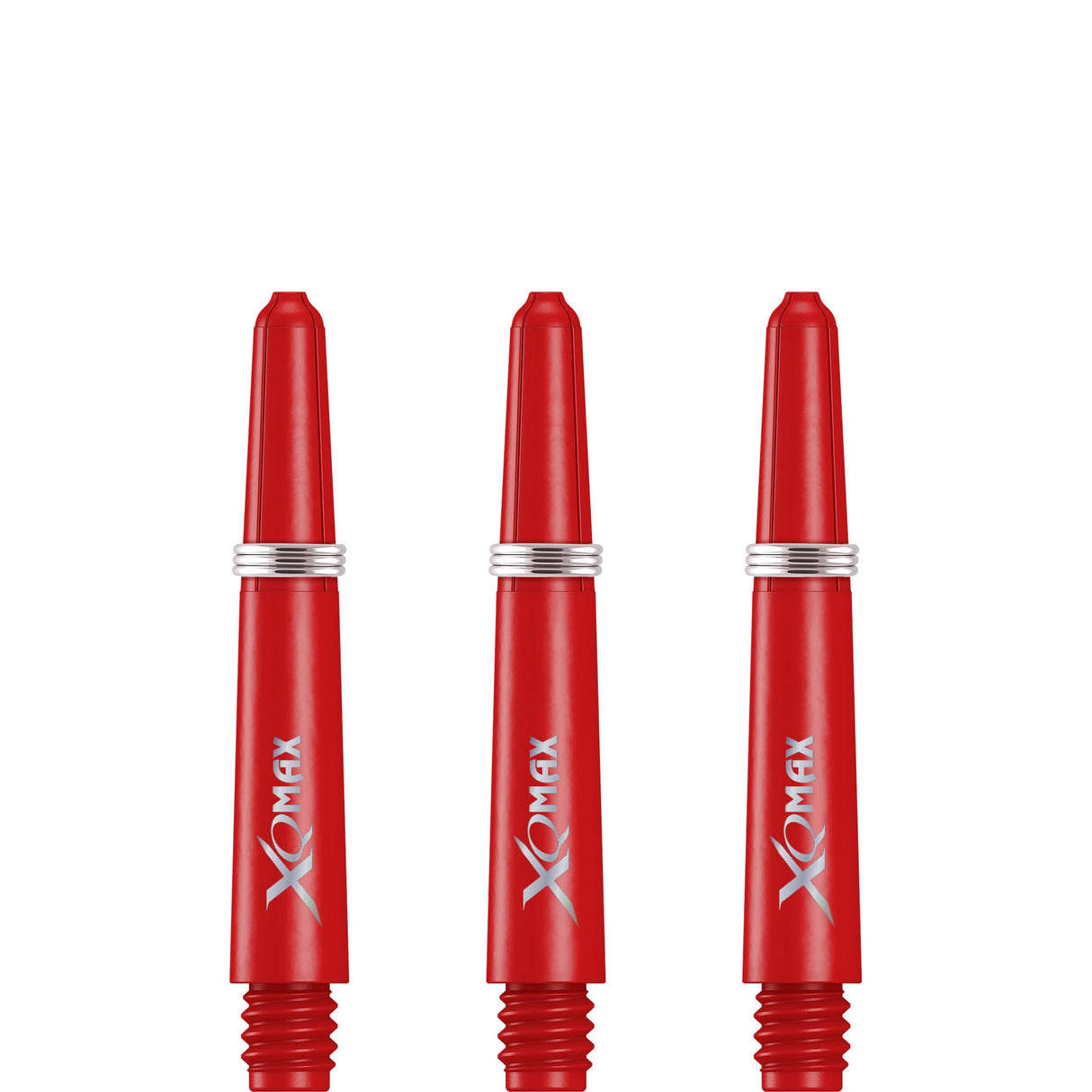 XQMax Polycarbonate Dart Shafts - Solid Colour with Logo - includes Springs - Red