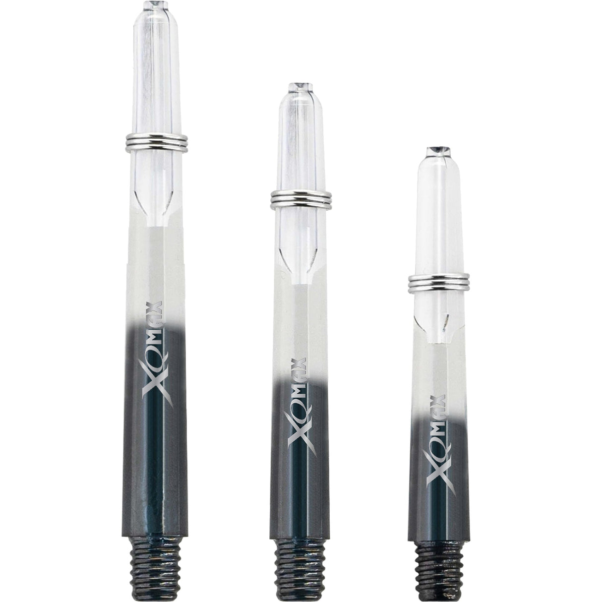 XQMax Gradient Polycarbonate Dart Shafts - with Logo - includes Springs - Transparent & Black