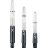 XQMax Gradient Polycarbonate Dart Shafts - with Logo - includes Springs - Transparent & Black