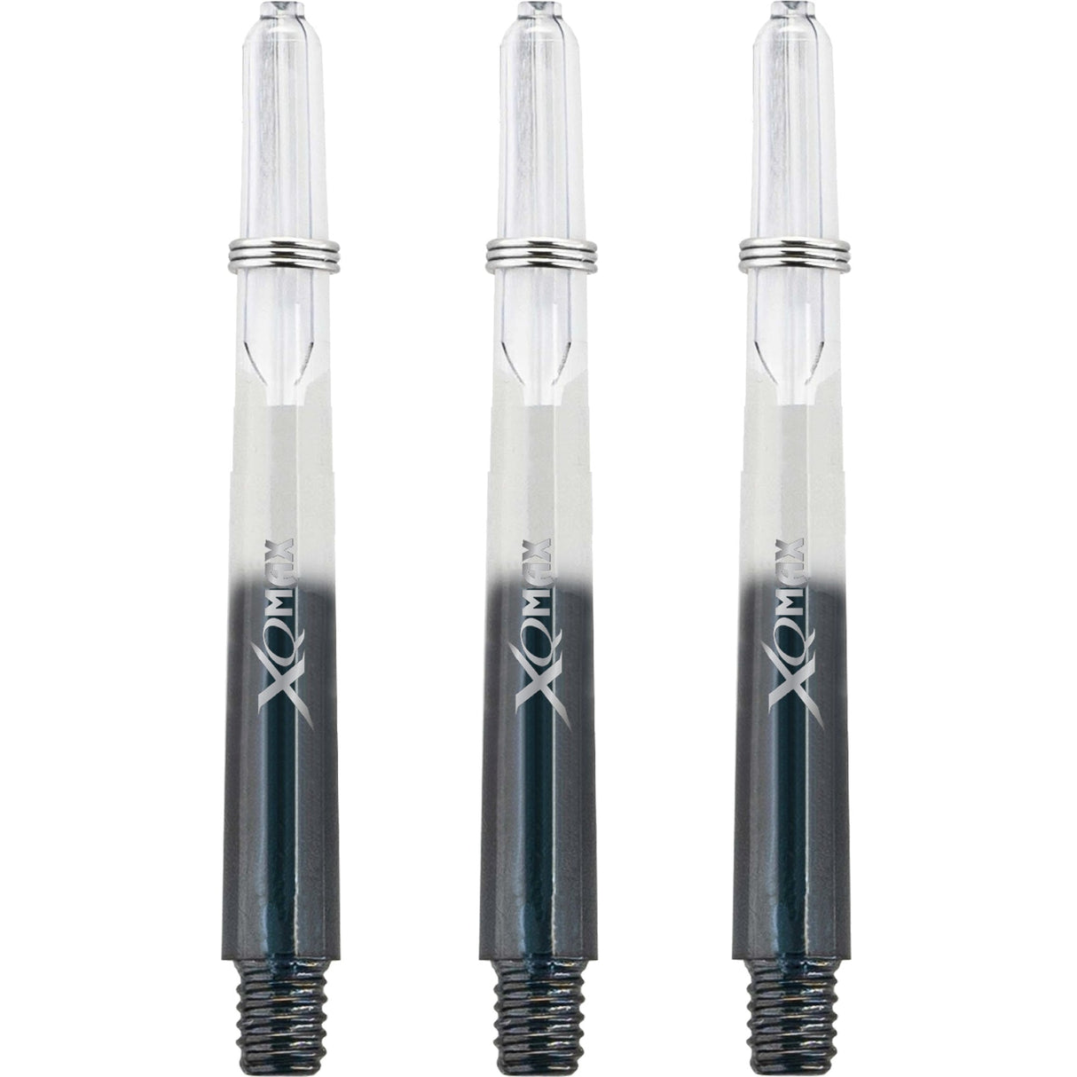 XQMax Gradient Polycarbonate Dart Shafts - with Logo - includes Springs - Transparent & Black
