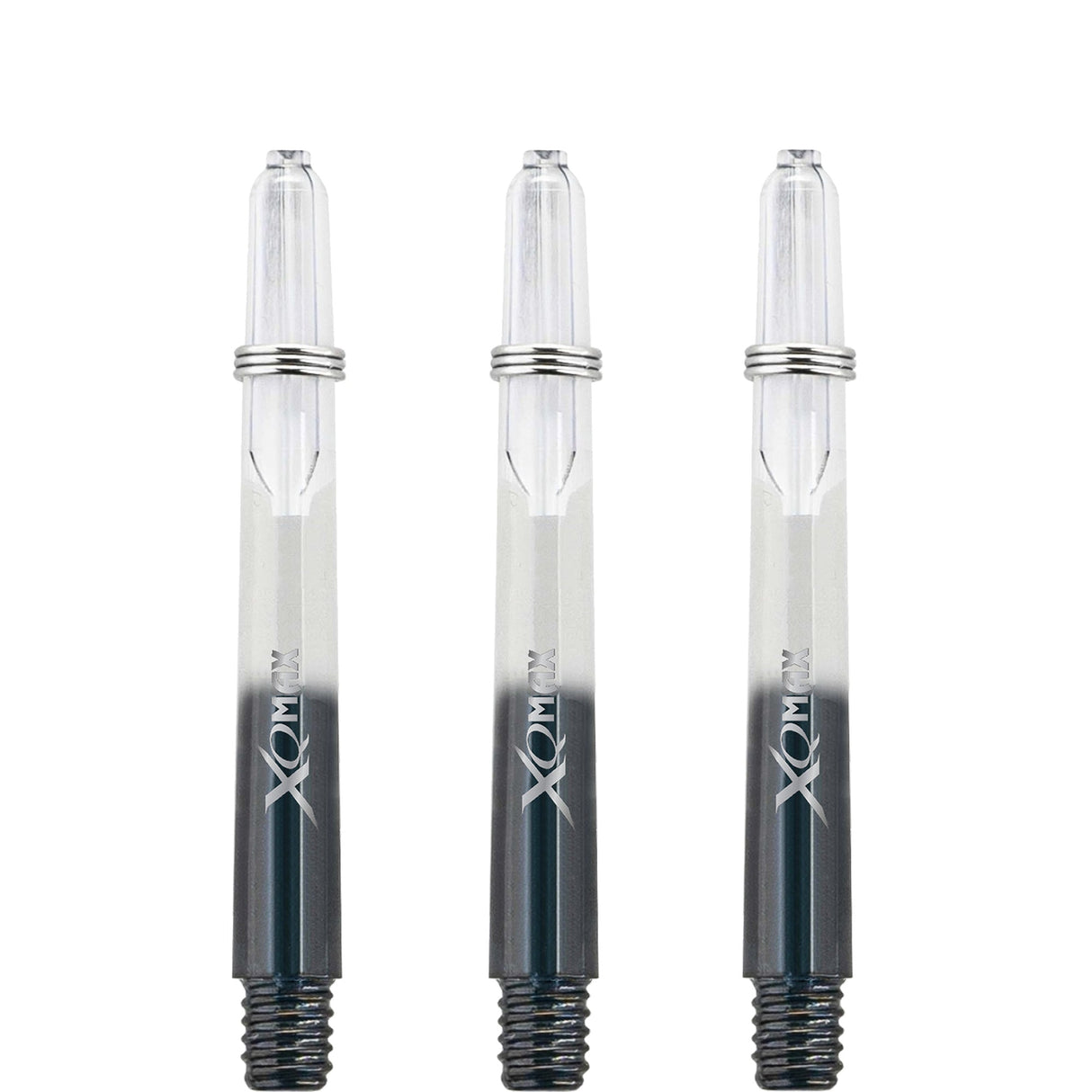 XQMax Gradient Polycarbonate Dart Shafts - with Logo - includes Springs - Transparent & Black