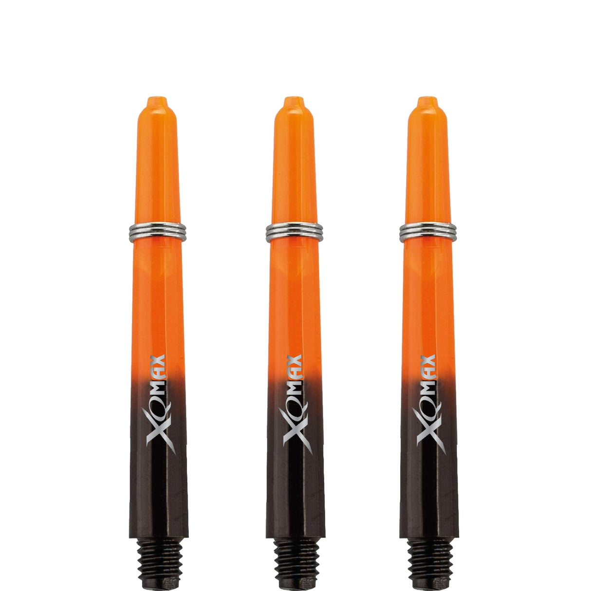 XQMax Gradient Polycarbonate Dart Shafts - with Logo - includes Springs - Black & Orange