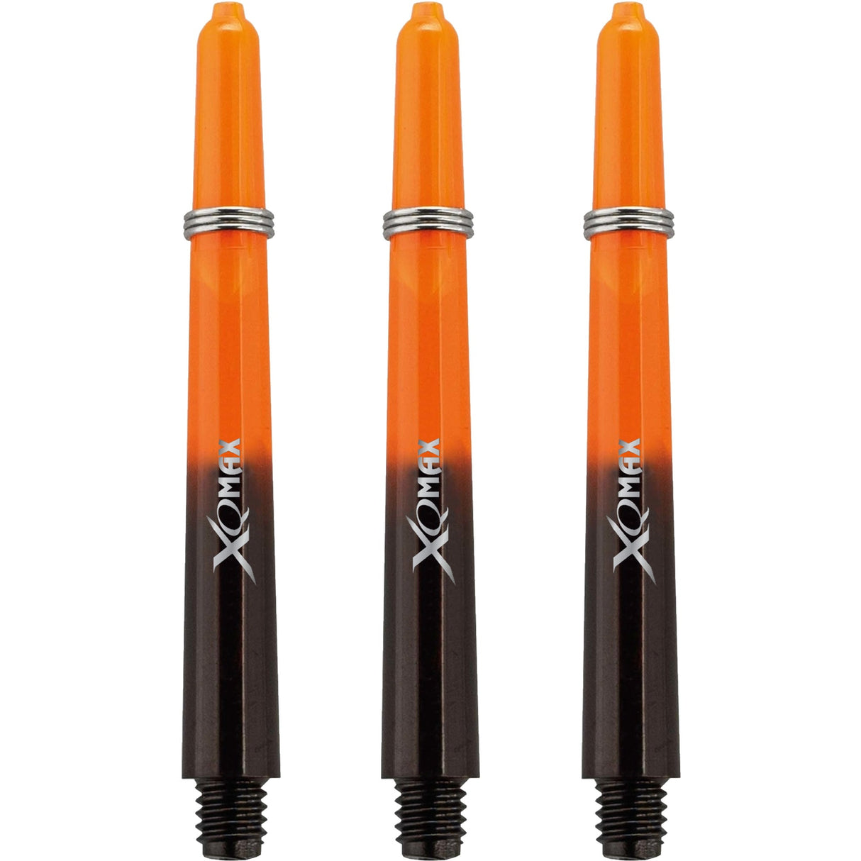 XQMax Gradient Polycarbonate Dart Shafts - with Logo - includes Springs - Black & Orange