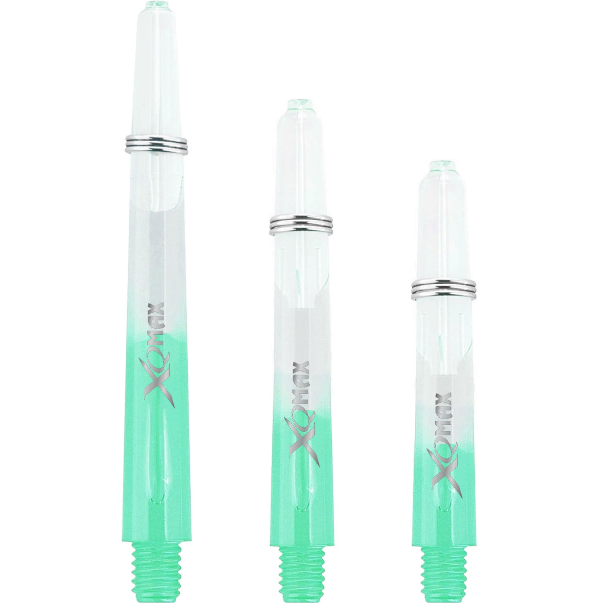 XQMax Gradient Polycarbonate Dart Shafts - with Logo - includes Springs - Transparent & Green