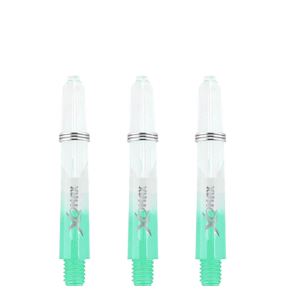 XQMax Gradient Polycarbonate Dart Shafts - with Logo - includes Springs - Transparent & Green