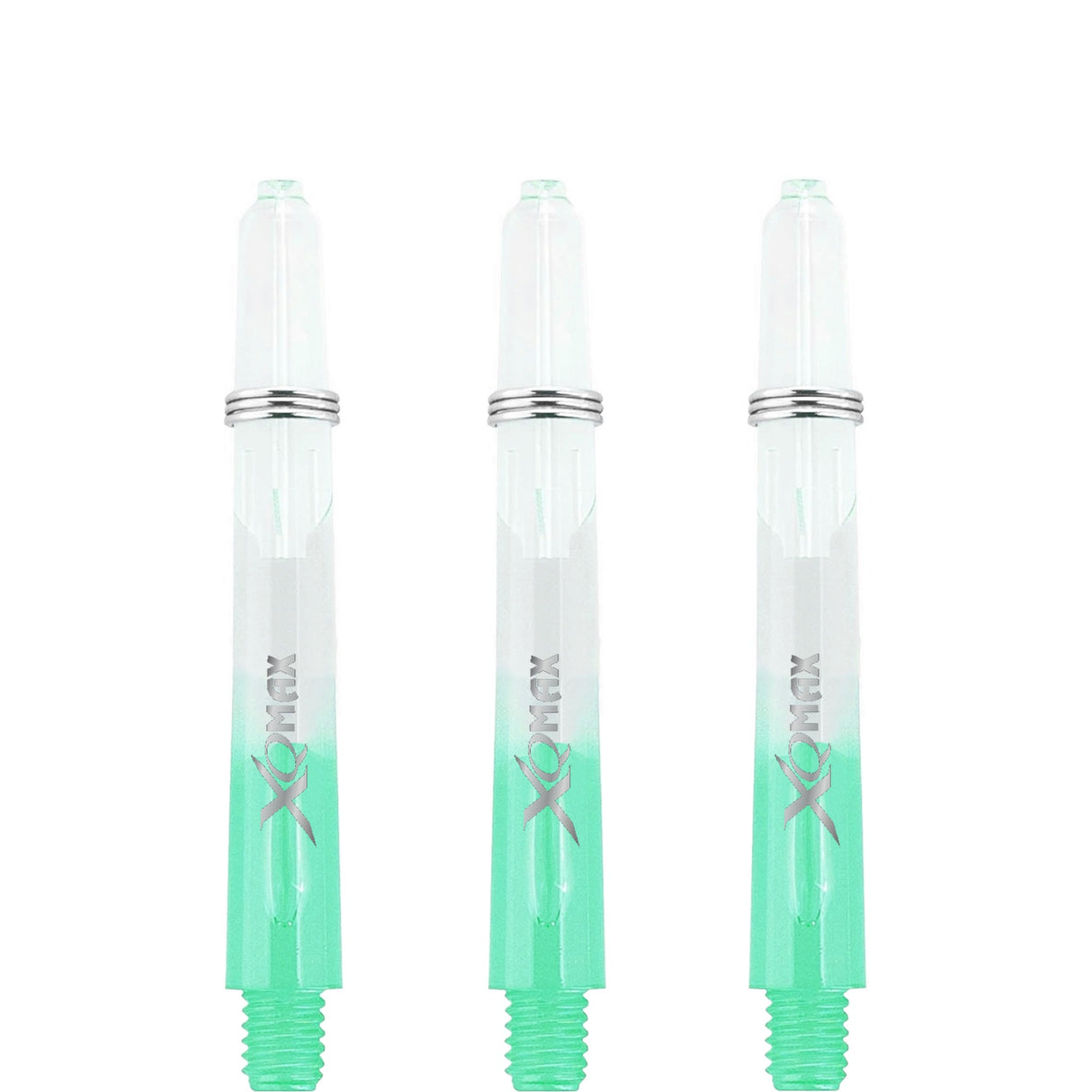 XQMax Gradient Polycarbonate Dart Shafts - with Logo - includes Springs - Transparent & Green