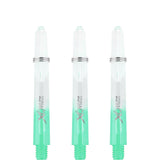 XQMax Gradient Polycarbonate Dart Shafts - with Logo - includes Springs - Transparent & Green
