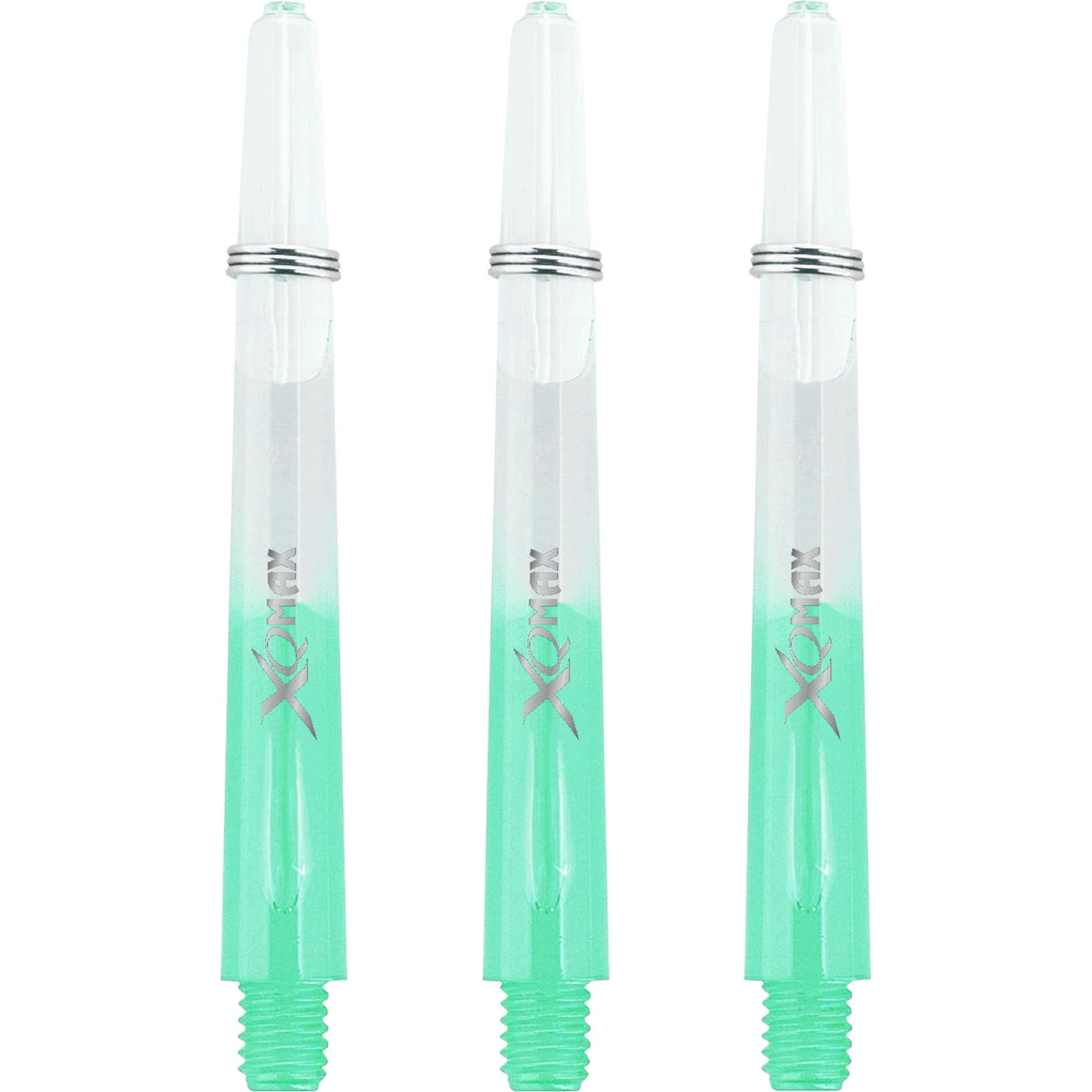 XQMax Gradient Polycarbonate Dart Shafts - with Logo - includes Springs - Transparent & Green